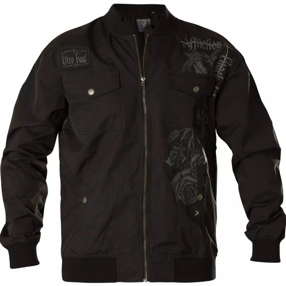 AFFLICTION MANIFEST BOMBER MEN'S JACKET Black Bike - Picture 12 of 13